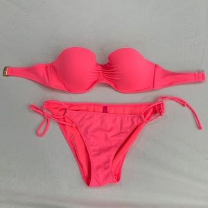 Victoria’s Secret Strapless Bikini Set Pink EUC